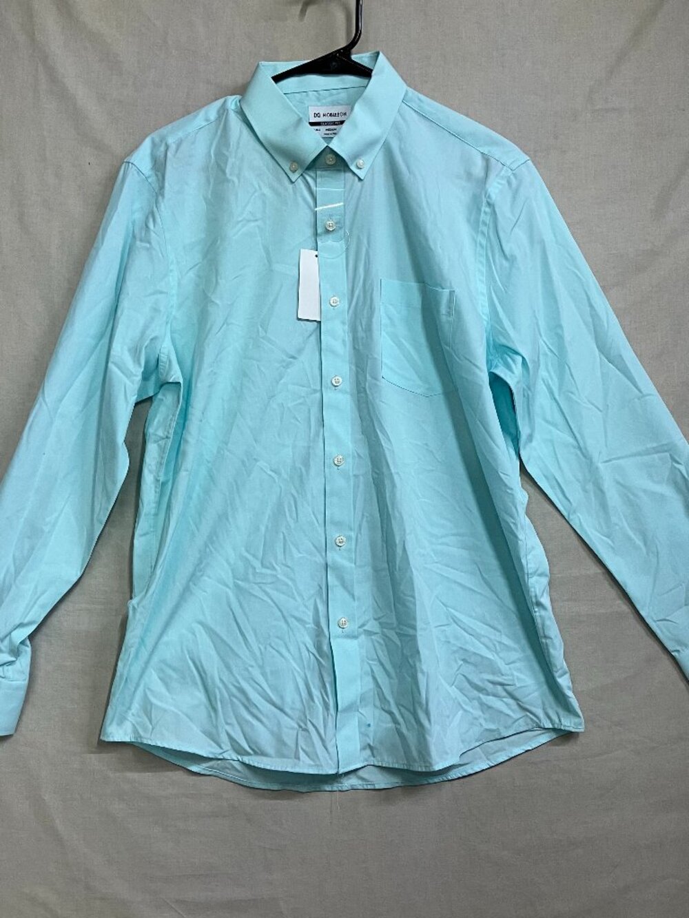 Nobleson Dress Shirt Men Medium Classic Fit Bright Aqua Button Down Long Sleeve